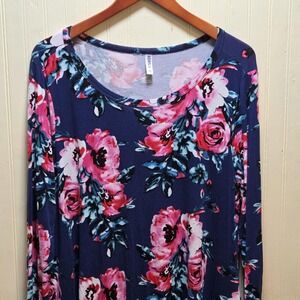 KORSIS Dress Womens 2XL Multicolor Floral Long Sleeve Swing Knee Length Casual